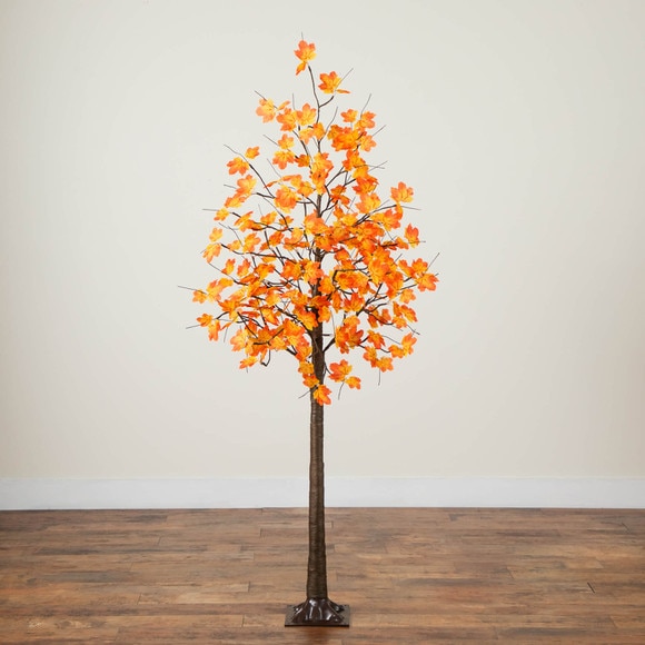 6-ft Pre-Lit Minimalist Autumn Maple Artificial Fall Tree with 120 Warm White LED Lights - SKU #T5260 - 8