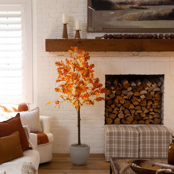 5-ft Pre-Lit Burnt Orange Autumn Maple Artificial Fall Tree with 240 Warm White LED Lights - SKU #T5261 - 6