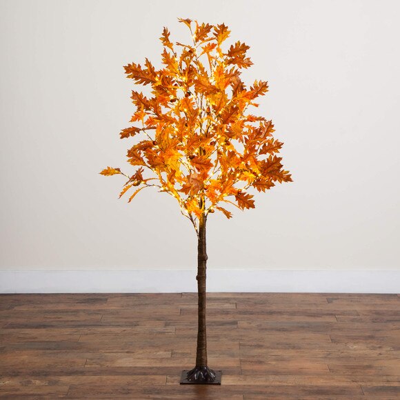 5-ft Pre-Lit Burnt Orange Autumn Maple Artificial Fall Tree with 240 Warm White LED Lights - SKU #T5261 - 9