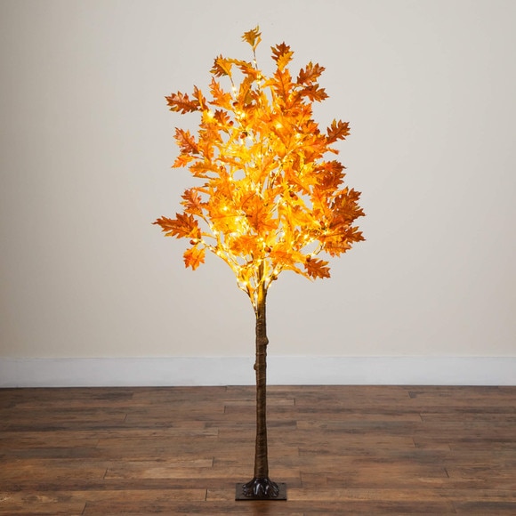 5-ft Pre-Lit Burnt Orange Autumn Maple Artificial Fall Tree with 240 Warm White LED Lights - SKU #T5261 - 10