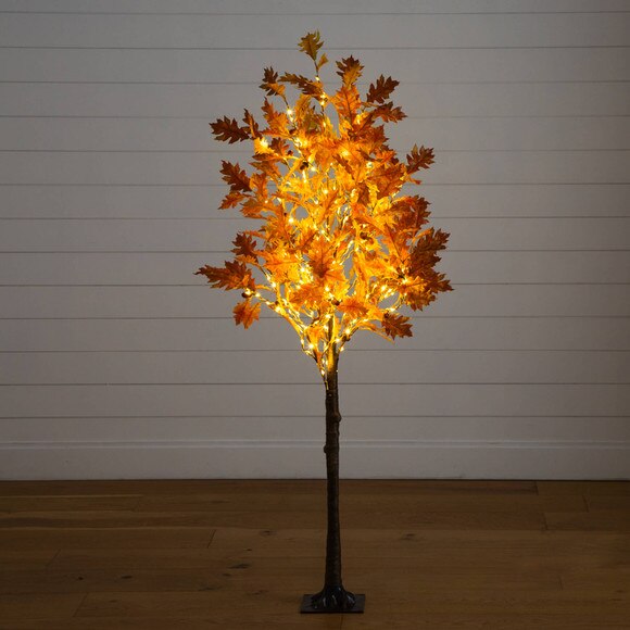 5-ft Pre-Lit Burnt Orange Autumn Maple Artificial Fall Tree with 240 Warm White LED Lights - SKU #T5261 - 13
