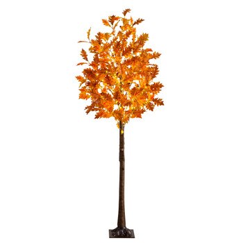 6-ft Pre-Lit Burnt Orange Autumn Maple Artificial Fall Tree with 300 Warm White LED Lights - SKU #T5262