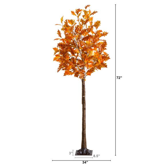 6-ft Pre-Lit Burnt Orange Autumn Maple Artificial Fall Tree with 300 Warm White LED Lights - SKU #T5262 - 1