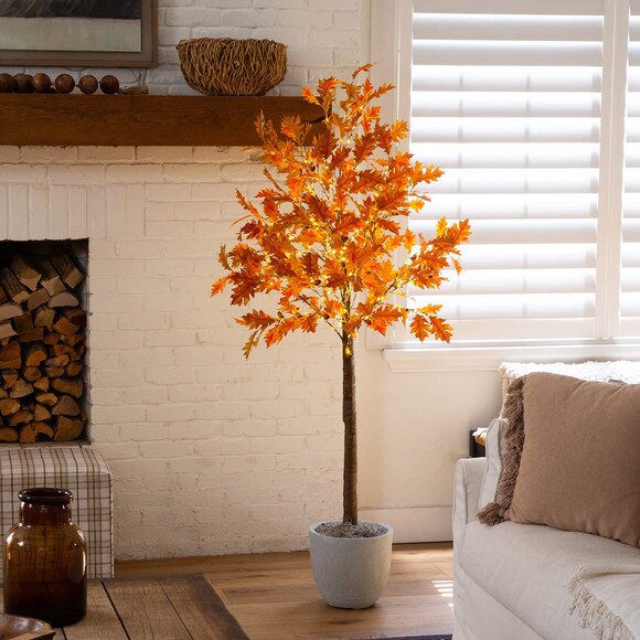 6-ft Pre-Lit Burnt Orange Autumn Maple Artificial Fall Tree with 300 Warm White LED Lights - SKU #T5262 - 7