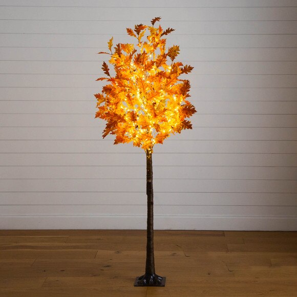 6-ft Pre-Lit Burnt Orange Autumn Maple Artificial Fall Tree with 300 Warm White LED Lights - SKU #T5262 - 8