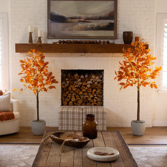 6-ft Pre-Lit Burnt Orange Autumn Maple Artificial Fall Tree with 300 Warm White LED Lights - SKU #T5262 - 10