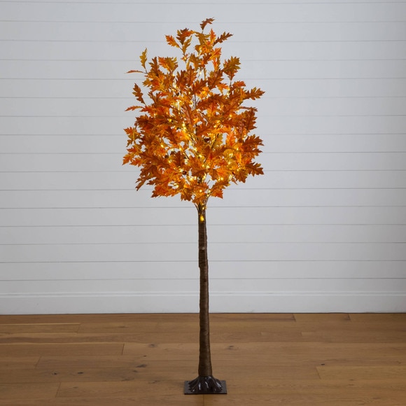 6-ft Pre-Lit Burnt Orange Autumn Maple Artificial Fall Tree with 300 Warm White LED Lights - SKU #T5262 - 12