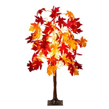 4-ft Pre-Lit Autumn Weeping Maple Artificial Fall Tree with 180 Warm White LED Lights - SKU #T5263