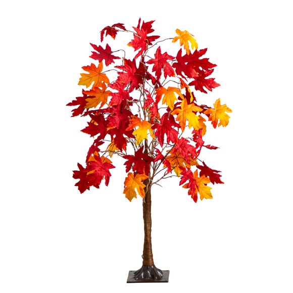 4-ft Pre-Lit Autumn Weeping Maple Artificial Fall Tree with 180 Warm White LED Lights - SKU #T5263 - 5