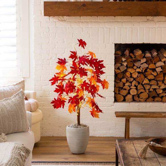 4-ft Pre-Lit Autumn Weeping Maple Artificial Fall Tree with 180 Warm White LED Lights - SKU #T5263 - 6