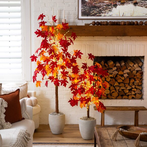 4-ft Pre-Lit Autumn Weeping Maple Artificial Fall Tree with 180 Warm White LED Lights - SKU #T5263 - 7