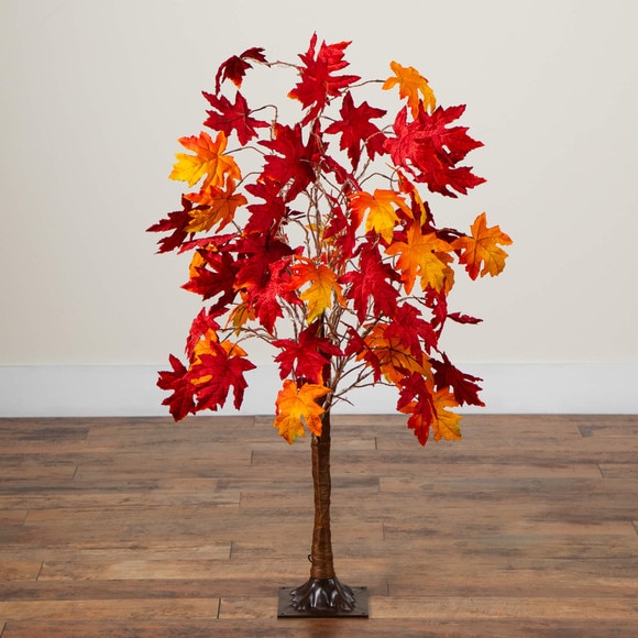 4-ft Pre-Lit Autumn Weeping Maple Artificial Fall Tree with 180 Warm White LED Lights - SKU #T5263 - 9