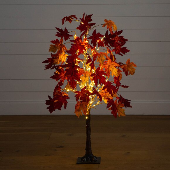 4-ft Pre-Lit Autumn Weeping Maple Artificial Fall Tree with 180 Warm White LED Lights - SKU #T5263 - 10