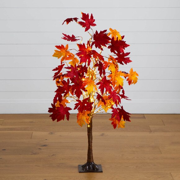 4-ft Pre-Lit Autumn Weeping Maple Artificial Fall Tree with 180 Warm White LED Lights - SKU #T5263 - 11