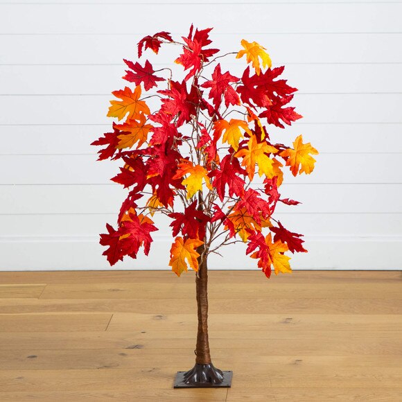 4-ft Pre-Lit Autumn Weeping Maple Artificial Fall Tree with 180 Warm White LED Lights - SKU #T5263 - 12