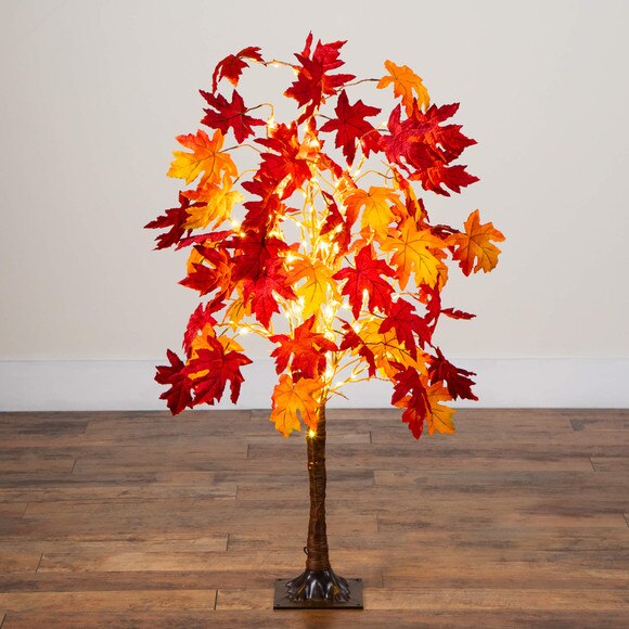 4-ft Pre-Lit Autumn Weeping Maple Artificial Fall Tree with 180 Warm White LED Lights - SKU #T5263 - 13