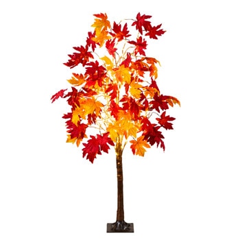 5-ft Pre-Lit Autumn Weeping Maple Artificial Fall Tree with 240 Warm White LED Lights - SKU #T5264