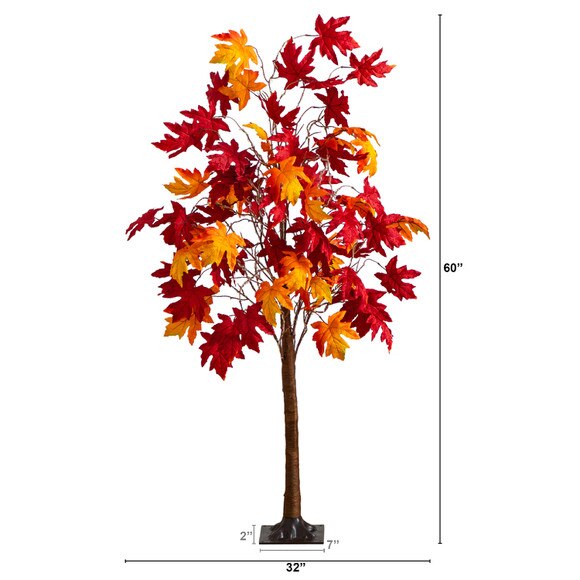 5-ft Pre-Lit Autumn Weeping Maple Artificial Fall Tree with 240 Warm White LED Lights - SKU #T5264 - 1