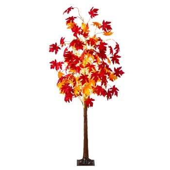 6-ft Pre-Lit Autumn Weeping Maple Artificial Fall Tree with 300 Warm White LED Lights - SKU #T5265
