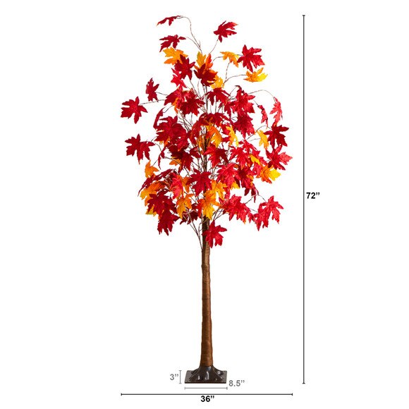 6-ft Pre-Lit Autumn Weeping Maple Artificial Fall Tree with 300 Warm White LED Lights - SKU #T5265 - 1