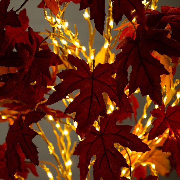 6-ft Pre-Lit Autumn Weeping Maple Artificial Fall Tree with 300 Warm White LED Lights - SKU #T5265 - 6