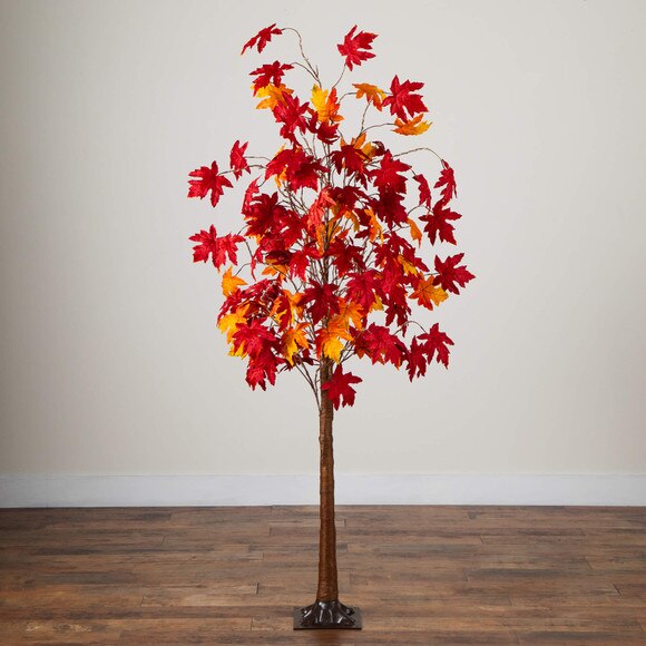 6-ft Pre-Lit Autumn Weeping Maple Artificial Fall Tree with 300 Warm White LED Lights - SKU #T5265 - 10