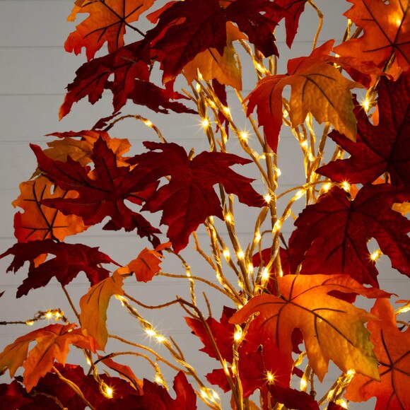 7-ft Pre-Lit Autumn Weeping Maple Artificial Fall Tree with 450 Warm White LED Lights - SKU #T5266 - 6