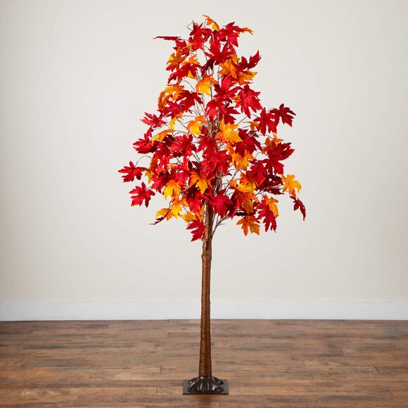 7-ft Pre-Lit Autumn Weeping Maple Artificial Fall Tree with 450 Warm White LED Lights - SKU #T5266 - 8