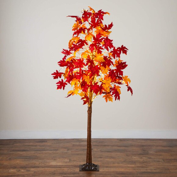 7-ft Pre-Lit Autumn Weeping Maple Artificial Fall Tree with 450 Warm White LED Lights - SKU #T5266 - 9