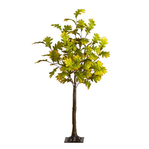 4-ft Pre-Lit Green Autumn Oak Artificial Fall Tree with 150 Warm White LED Lights - SKU #T5267 - 5