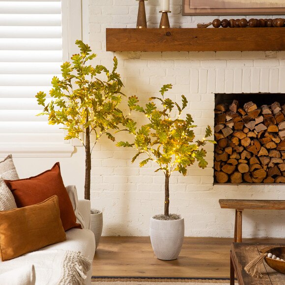 4-ft Pre-Lit Green Autumn Oak Artificial Fall Tree with 150 Warm White LED Lights - SKU #T5267 - 8