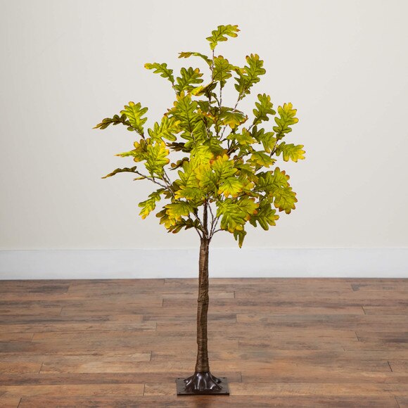 4-ft Pre-Lit Green Autumn Oak Artificial Fall Tree with 150 Warm White LED Lights - SKU #T5267 - 10