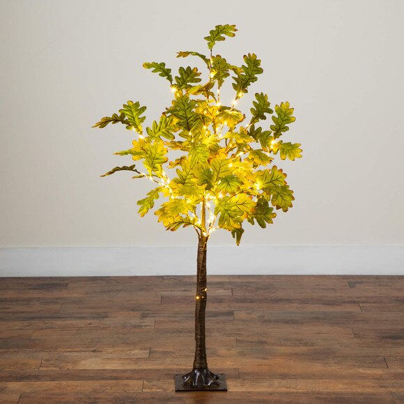 4-ft Pre-Lit Green Autumn Oak Artificial Fall Tree with 150 Warm White LED Lights - SKU #T5267 - 11