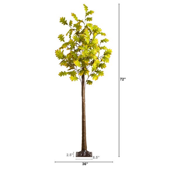 5-ft Pre-Lit Green Autumn Oak Artificial Fall Tree with 200 Warm White LED Lights - SKU #T5268 - 1