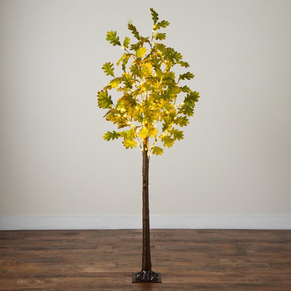 5-ft Pre-Lit Green Autumn Oak Artificial Fall Tree with 200 Warm White LED Lights - SKU #T5268 - 11