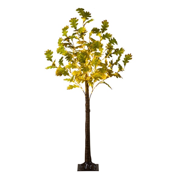 6-ft Pre-Lit Green Autumn Oak Artificial Fall Tree with 250 Warm White LED Lights - SKU #T5269