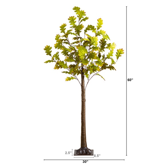 6-ft Pre-Lit Green Autumn Oak Artificial Fall Tree with 250 Warm White LED Lights - SKU #T5269 - 1