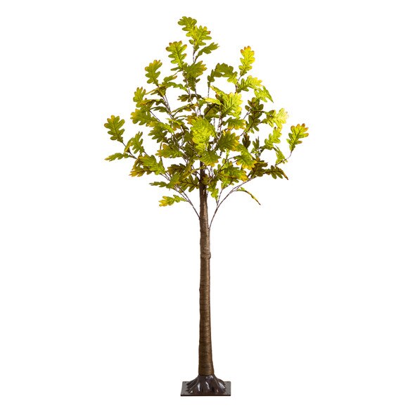 6-ft Pre-Lit Green Autumn Oak Artificial Fall Tree with 250 Warm White LED Lights - SKU #T5269 - 5