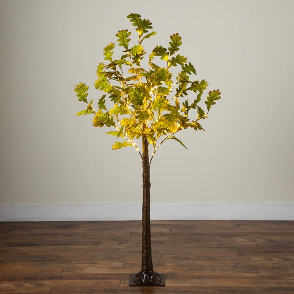 6-ft Pre-Lit Green Autumn Oak Artificial Fall Tree with 250 Warm White LED Lights - SKU #T5269 - 9