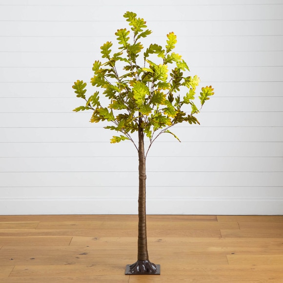 6-ft Pre-Lit Green Autumn Oak Artificial Fall Tree with 250 Warm White LED Lights - SKU #T5269 - 10
