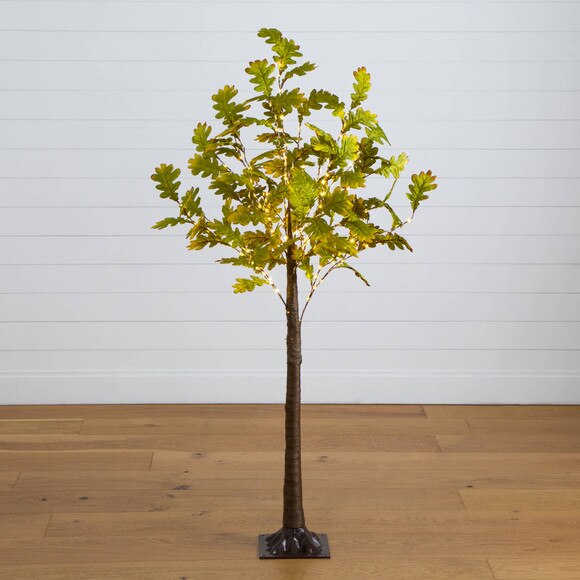 6-ft Pre-Lit Green Autumn Oak Artificial Fall Tree with 250 Warm White LED Lights - SKU #T5269 - 11