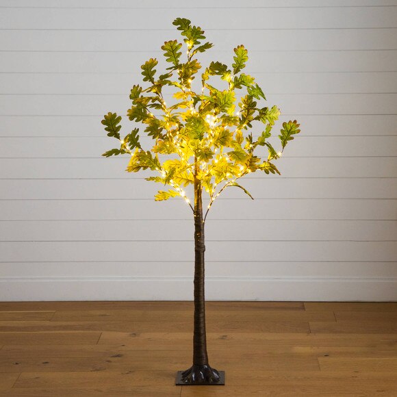 6-ft Pre-Lit Green Autumn Oak Artificial Fall Tree with 250 Warm White LED Lights - SKU #T5269 - 12