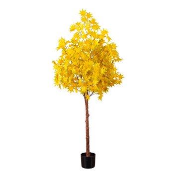 5-ft Pre-Lit Yellow Autumn Maple Artifical Fall Tree with 250 Warm White LED Lights - SKU #T5271