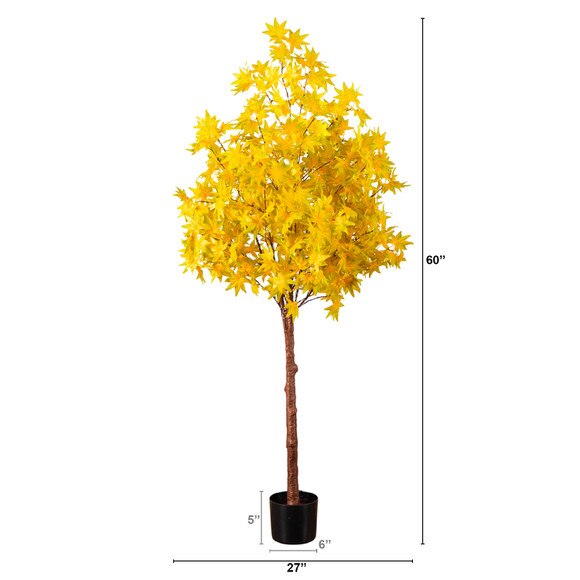 5-ft Pre-Lit Yellow Autumn Maple Artifical Fall Tree with 250 Warm White LED Lights - SKU #T5271 - 1