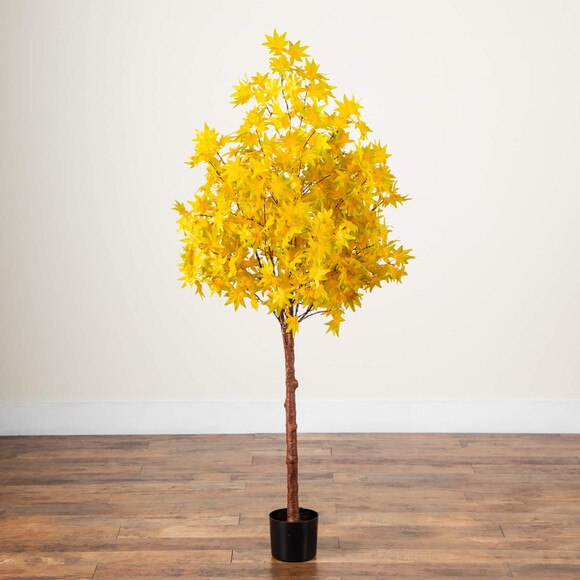 5-ft Pre-Lit Yellow Autumn Maple Artifical Fall Tree with 250 Warm White LED Lights - SKU #T5271 - 5