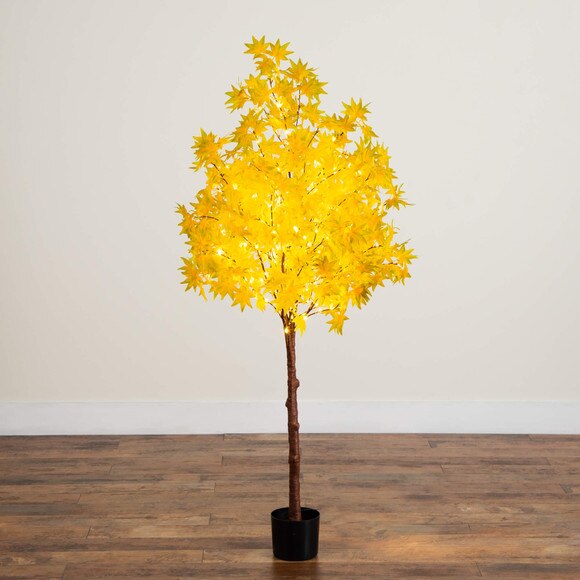 5-ft Pre-Lit Yellow Autumn Maple Artifical Fall Tree with 250 Warm White LED Lights - SKU #T5271 - 6