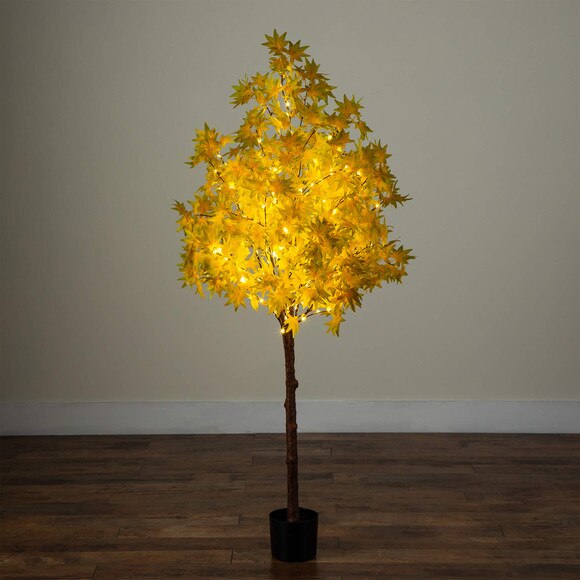 5-ft Pre-Lit Yellow Autumn Maple Artifical Fall Tree with 250 Warm White LED Lights - SKU #T5271 - 7