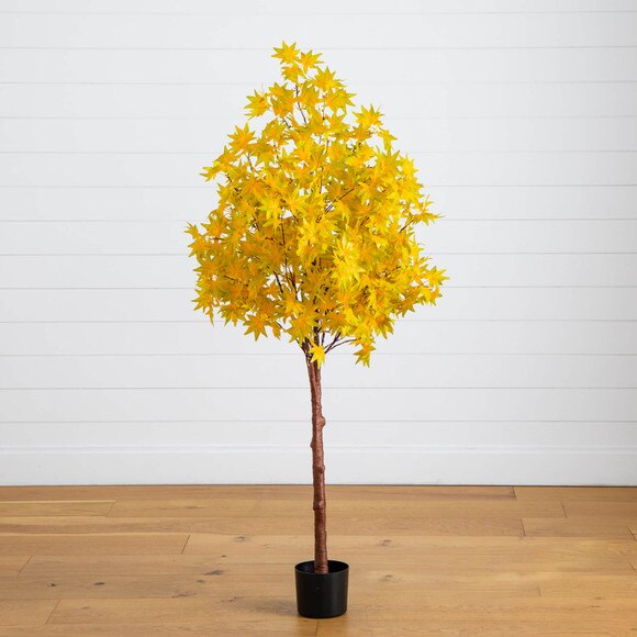 5-ft Pre-Lit Yellow Autumn Maple Artifical Fall Tree with 250 Warm White LED Lights - SKU #T5271 - 8