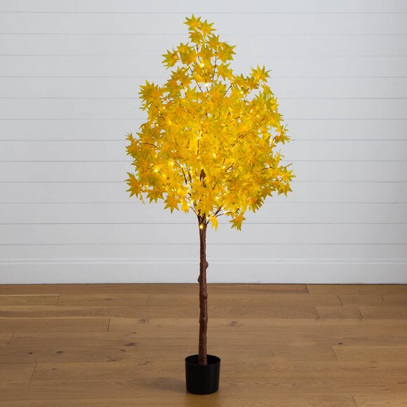 5-ft Pre-Lit Yellow Autumn Maple Artifical Fall Tree with 250 Warm White LED Lights - SKU #T5271 - 9