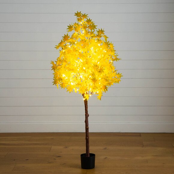 5-ft Pre-Lit Yellow Autumn Maple Artifical Fall Tree with 250 Warm White LED Lights - SKU #T5271 - 10